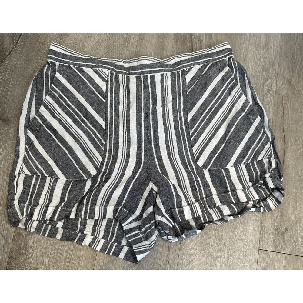 Ellen Tracy Womens Shorts Size M‎ Linen Pull On Slash Pockets Gray